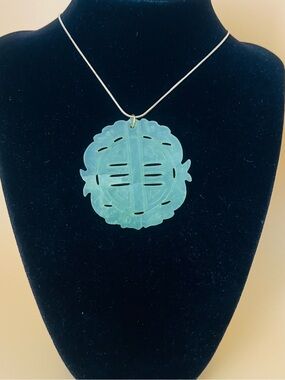 Large round Vintage Carved Green stone